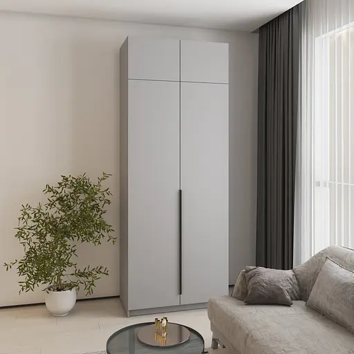 Шафа 2-дверна з антресоллю MebelStar Оскар ДСП BL-B, комплект полиць 100x52x260 см Сіра мишка (MBS-4846) - фото 1