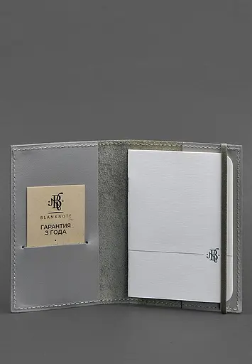 Кожаная обложка для паспорта 1.0 серая - фото 3