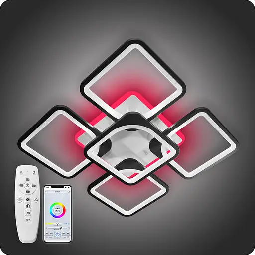 Люстра світлодіодна 517 Dlight 3color з пультом 150Вт Чорний (01720) - фото 2