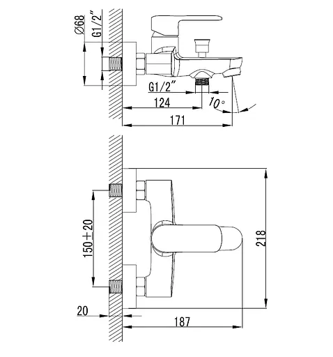 Змішувач для ванни Volle Fiesta 15152100 Хром - фото 2