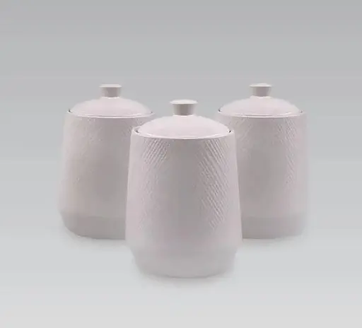 Набір із 3-х керамічних баночок Maestro MR-20002-03CS ємності для сипучих продуктів Білі - фото 1