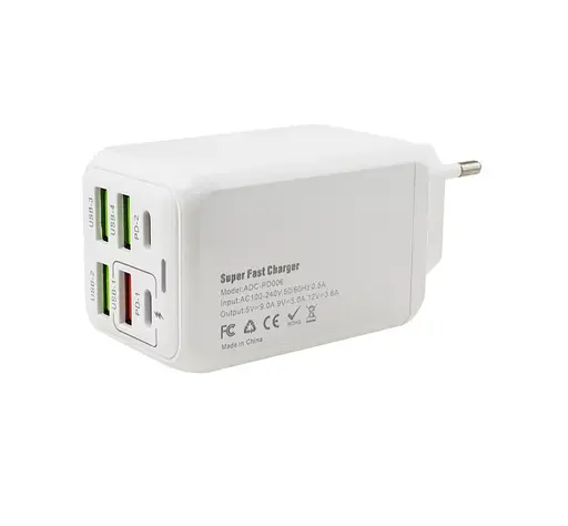 Зарядное устройство для Super Fast Charger Voltronic ADCPD006 150 W 4xUSB + 2xType-C PD+QC4.0 - фото 1