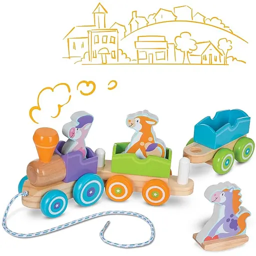 Поезд с животными Melissa & Doug деревянный (MD14608) - фото 2