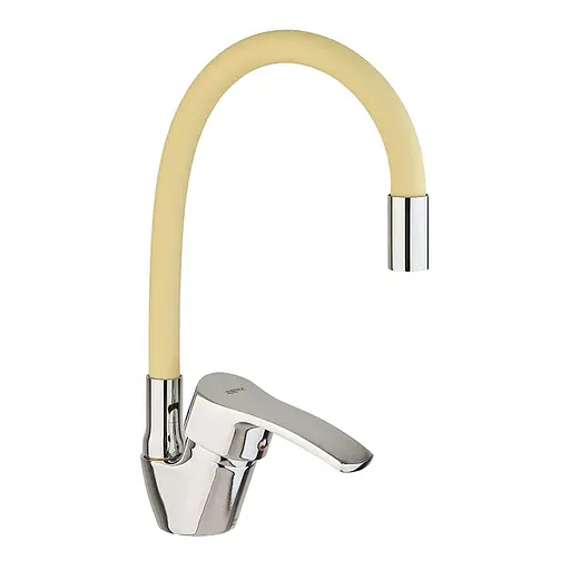 Смеситель для кухни Zerix YUB 279 Ivory с силиконовым изливом ZX4977 Хром - фото 1