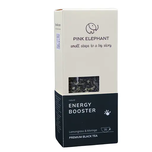 Чорний чай-енергетик з лемонграсом та морінгою "Energy Booster", 70 г Pink Elephant