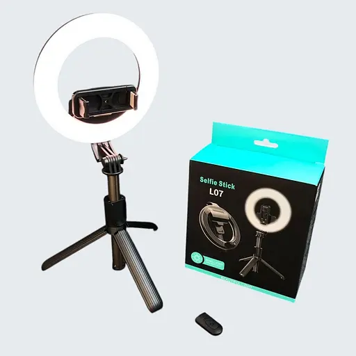 Монопод-трипод L07 с кольцевой LED лампой - фото 1