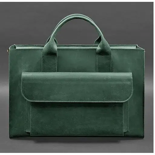 Шкіряна сумка для ноутбука та документів Універсальна зелена Crazy Horse - фото 1