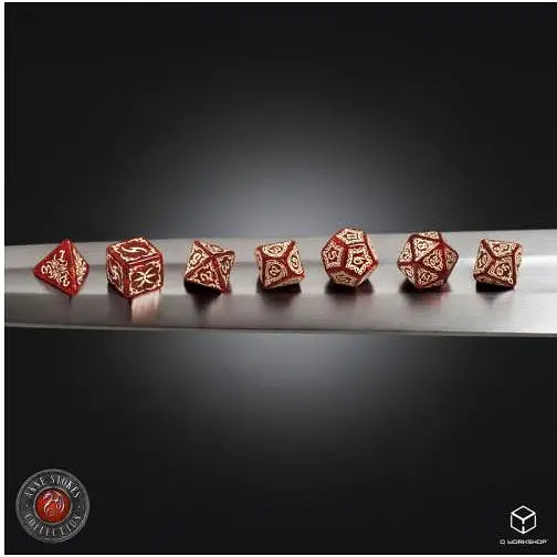 Набір кубиків Q-Workshop  Tribal Dice Set: Shimmering red & Beige (7 шт.) (STRB03) - фото 3
