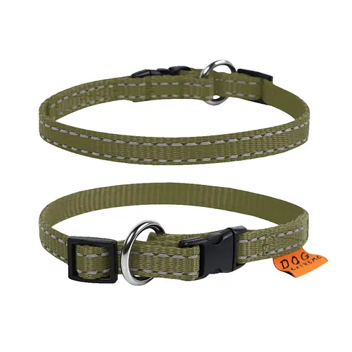 Ошейник Dog Extreme из нейлона регулируемый (ширина 10мм длина 20-30см) хаки