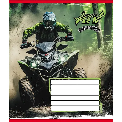 Тетрадь ученическая Квадроциклы 012-510232C-2 в косую линию, 12 листов