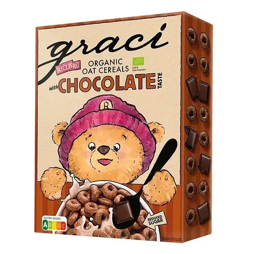 Сніданок сухий готовий органічний Graci Кільця вівсяні зі смаком шоколаду 300 г