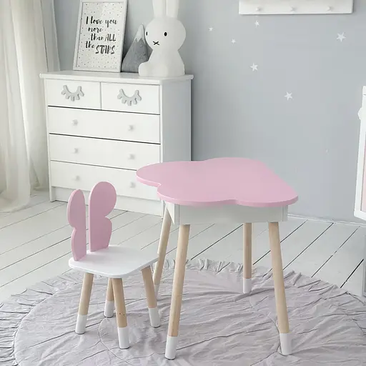 Детский стол Облако с нишей и стульчиком Бабочка (Розовый) - фото 9