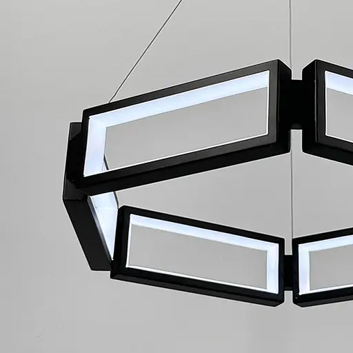 Люстра із підвісним чорним кільцем з прямокутників Ø 60 см | Арт. MJ 235-600 | Line F - фото 2
