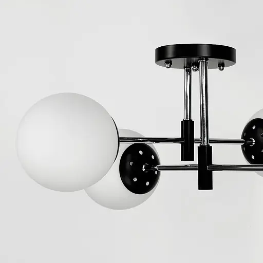 Люстра стельова на 4 білих плафони Ø 50 см | Арт. 91177/4 CH+BK+WT | Line F - фото 2