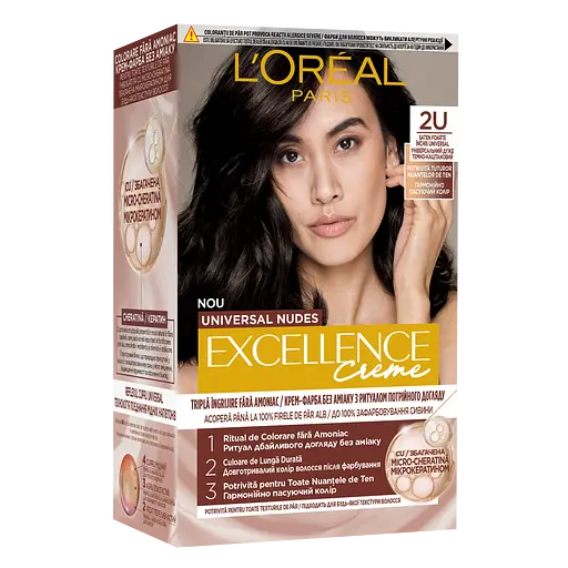 Стійка крем-фарба для волосся L'Oreal Paris Excellence Crème Universal Nudes 2U Універсальний дуже темно-каштановий 192 мл