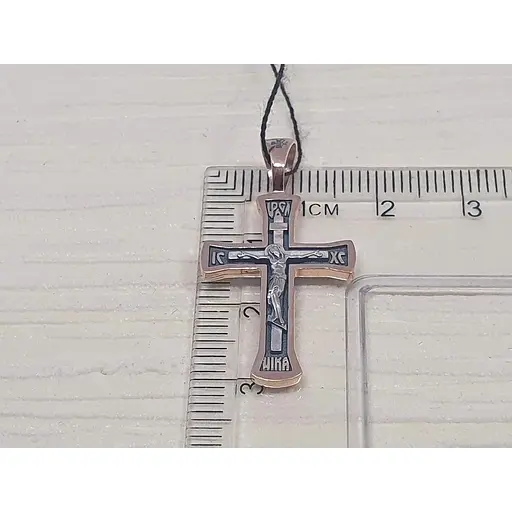 Золотий хрестик Харківська ювелірна фабрика. Розп'яття Христа. 11513-Ч - фото 4