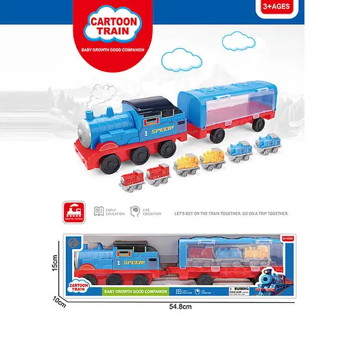 Потяг Томас інерційний, знімний вагон з 3 міні-потягами, 412-1 - фото 2