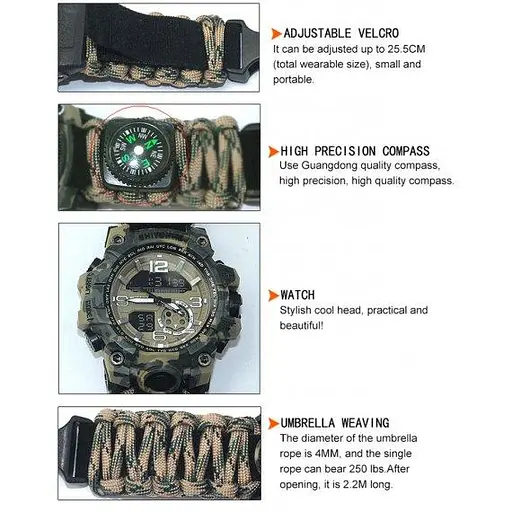 Часы мужские наручные Hemsut Military с компасом (Камуфляж) - фото 8