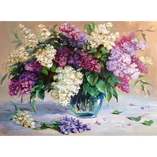 Алмазна мозаїка картини за номерами зі стразами на підрамнику "Бузок" 40*50 см (GL73876) - фото 1