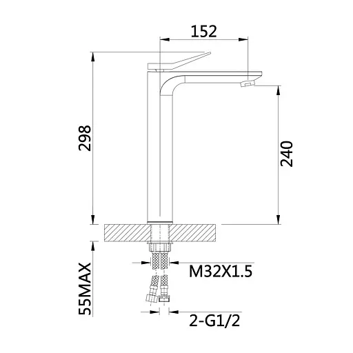 Смеситель для умывальника Qtap Presto высокий QTPRE269GRP45582 Graphite Графит - фото 2
