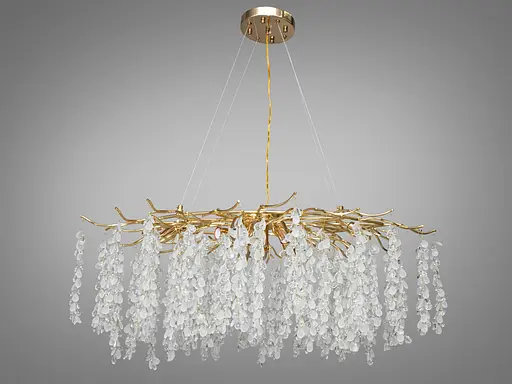 Алюмінієва кришталева люстра Гліцинія витягнутої форми, 10 ламп - фото 1