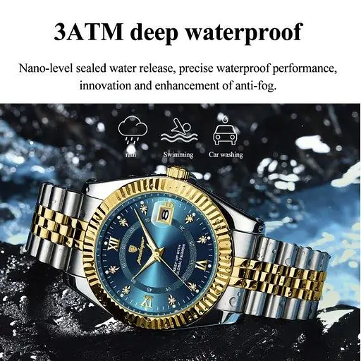 Чоловічий наручний годинник Poedagar Dublin (Сріблястий з золотистим) - фото 10