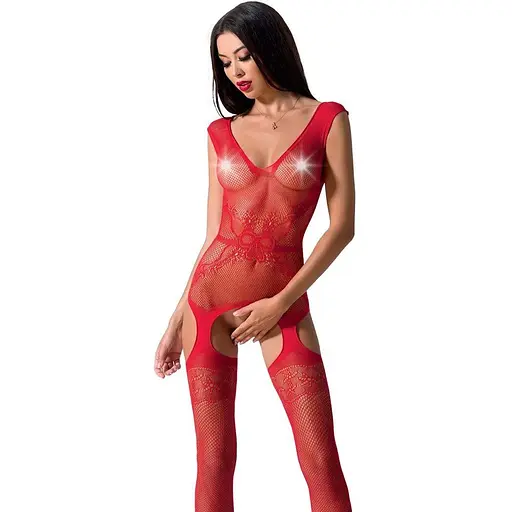 Бодистокинг Passion BS062 комбинезон имитация чулок S/M/L red