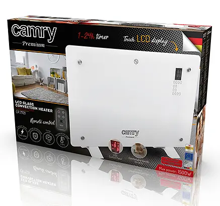 Обогреватель стеклянный конвектор с дистанционным управлением Camry CR 7721 LCD - фото 5