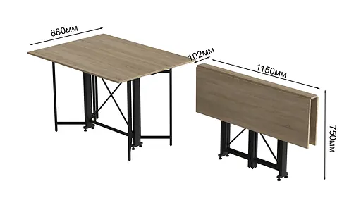 Стіл-книга трансформер Спайдер Ferrum-decor 750x1150x880 Чорний метал ДСП Дуб Сонома 16 мм (FRD-105091) - фото 8