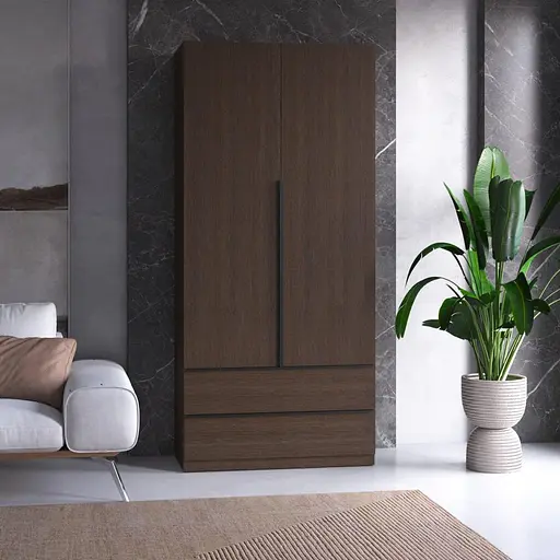 Шкаф для одежды Vays M-30, 2 ящика, со штангой и полками, ЛДСП, 100×50×220 см - для спальни, гостиной, прихожей - фото 5