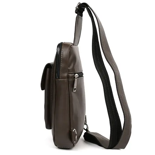 Мужской коричневый слинг из кожи Наппа TARWA 27.5х18х4 см sum0028234 - фото 5