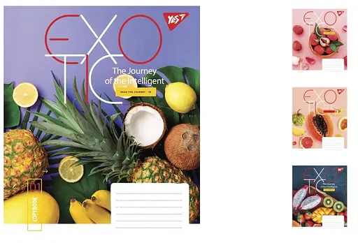 Зошити учнівські 60 аркушів клітинка. YES Exotic, зошит дя записів 10 шт. в упаковці