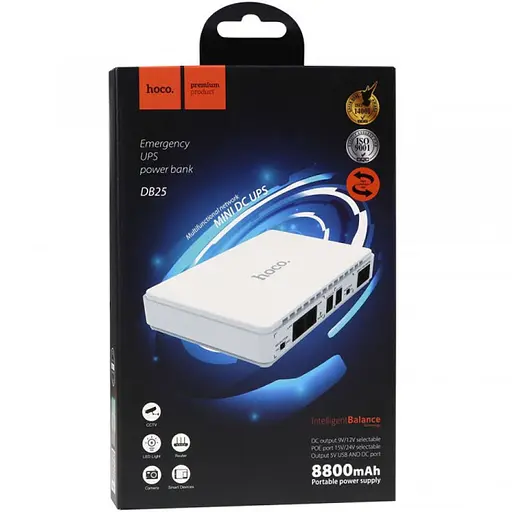 Джерело безперебійного живлення Hoco DB25 Smart Mini UPS для роутерів 5V/9V/12V 8800 mAh White - фото 6