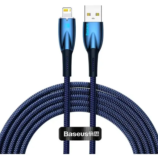 Кабель Baseus Gli ммer Series Fast Charging Data Cable USB to iP 2.4A 2 м голубой - фото 1