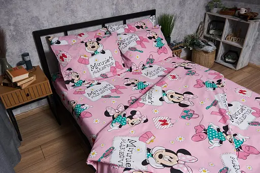 Комплект постільної білизни Moon&Star Бязь Gold Люкс Minnie's Makeover сімейний 143х210х2 наволочки 2х70х70 - фото 3
