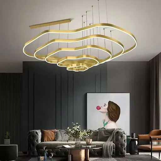 Необычная и эффектная люстра на 5 ярусов Ø 120 см в золотом корпусе Ст. PCL004-120*100*80*60*40 PGD Line F - фото 1