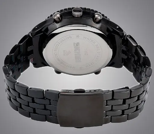 Мужские классические часы Skmei 1032 со стальным ремешком (Черные) - фото 3