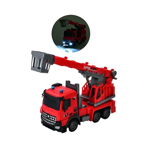 Пожежна машина на радіокеруванні YJ-119-1, акумулятор, з вишкою, 33 см, 1:14, світло, рухливі деталі - фото 2