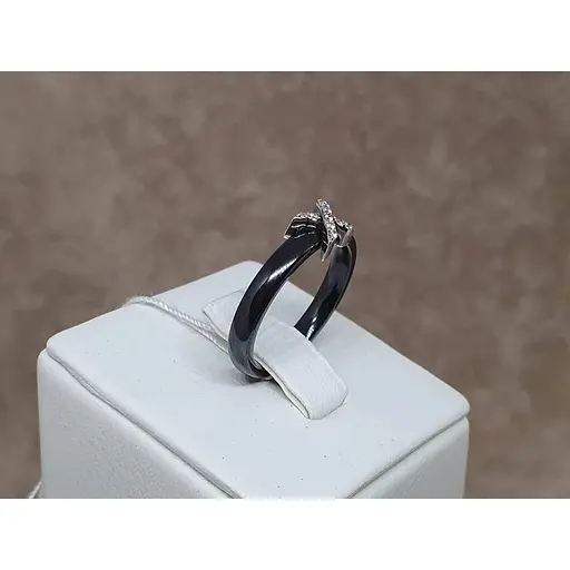 Серебряное кольцо Aurora с керамикой и фианитами. С1164Ч 17 - фото 3