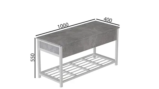 Банкетка з ящиком Ferrum-decor Дрейк 1 550x1000x400 метал Білий ДСП Бетон 16 мм (FRD-103058) - фото 3