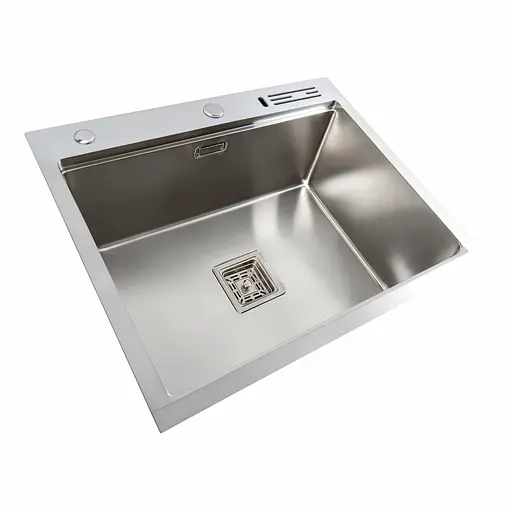 Кухонная мойка 60x50 нержавейка Platinum Handmade с подставкой для ножей, Нержавеющая сталь - фото 3