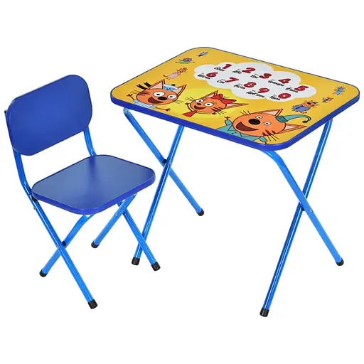 Детский столик Bambi M 5965-4 Три кота складной со стульчиком цифры