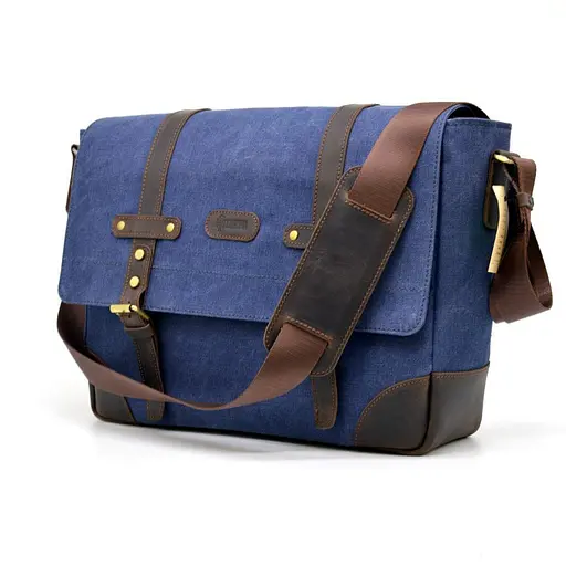 Сумка мужская через плечо канвас + кожа TARWA 37х31х12 см sum0028349 - фото 1