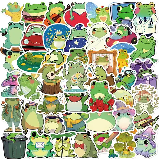 Стікерпак Жаби Набір наклейок GeekLand Frogs 50 штук - фото 1