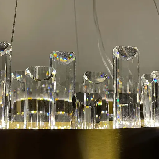 Підвісна кільцева люстра із кришталем у латунному корпусі Ø 80 см | Арт. MJ 210-800 AB | Line F - фото 6