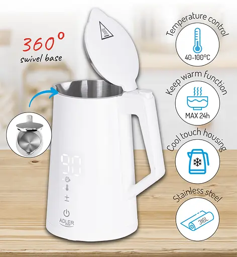 Электрочайник Adler AD 1345 white 1850-2200Вт 1.7л Strix - фото 8
