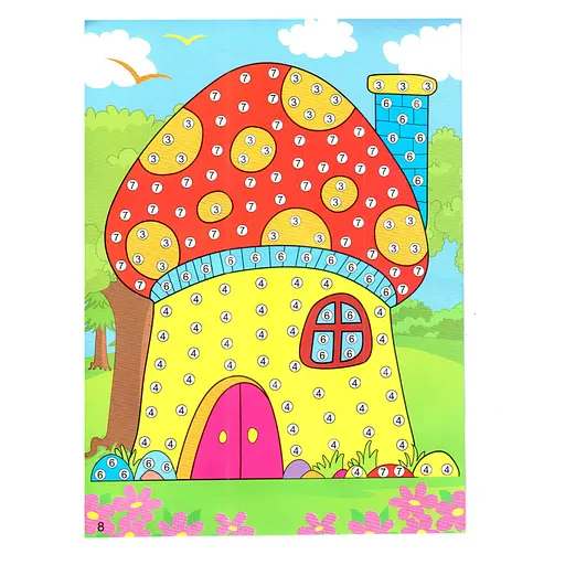 Дитяча мозаїка за номерами "Будиночок" Bambi 13-126-15 різнокольорові камінчики - фото 1