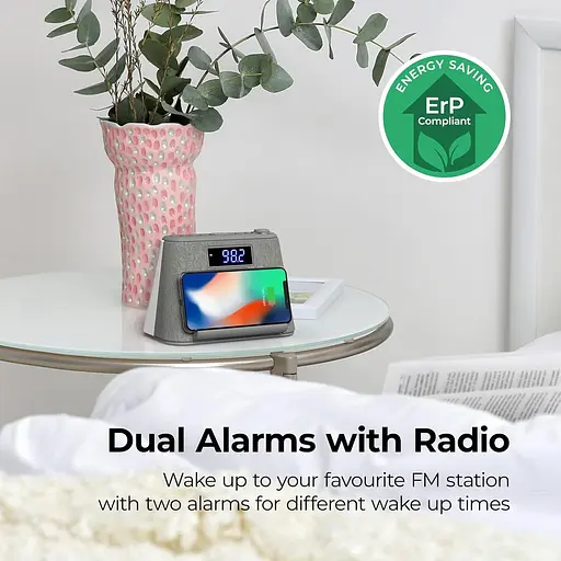 Будильник i-box Bedside, будильник з бездротовою зарядкою, Bluetooth-динамік, FM-радіо, бездротовий зарядний пристрій Qi - фото 3