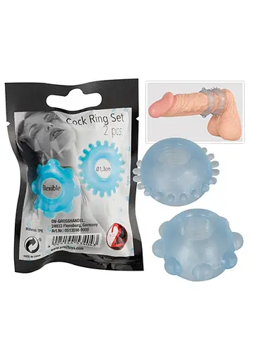 Набор эрекционных колец для пениса You2Toys Cock Ring Set 2 шт. голубой - фото 7