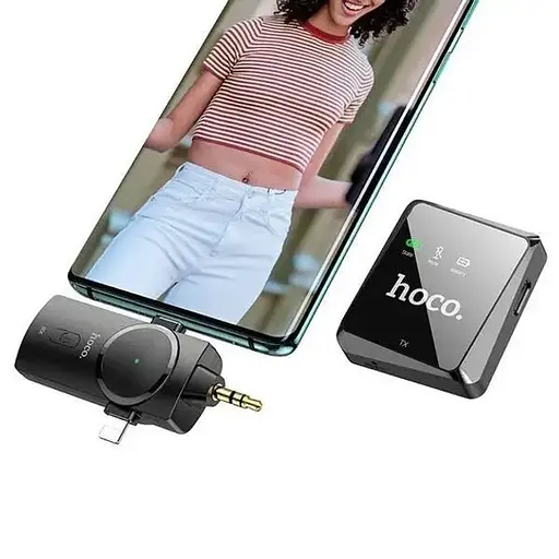 Микрофон петличка беспроводной HOCO S31 Stream Wireless Microphone + Receiver 3in1 (USB-C 3.5mm Lightning) - фото 2
